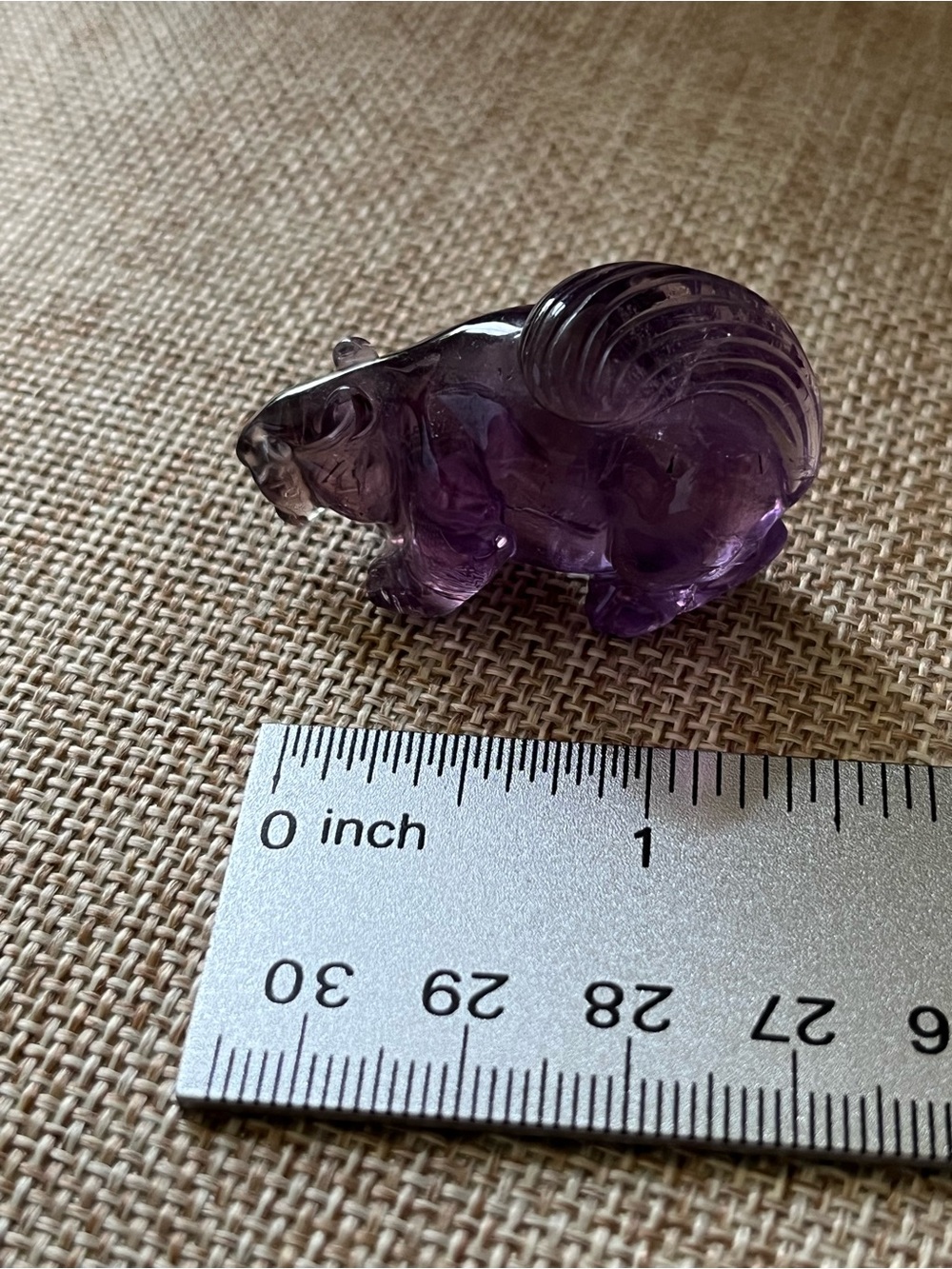 Small Purple Glass Bear Figurine Amethyst